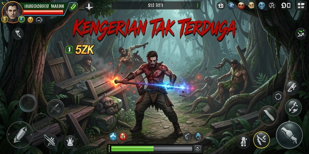 Tangkapan layar gameplay 5ZK yang memperlihatkan suasana menyeramkan.