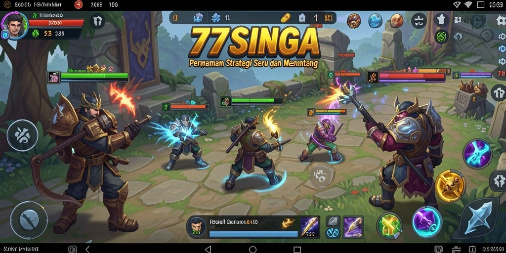Screenshot gameplay 77SINGA yang menunjukkan strategi dan pertempuran mendebarkan.