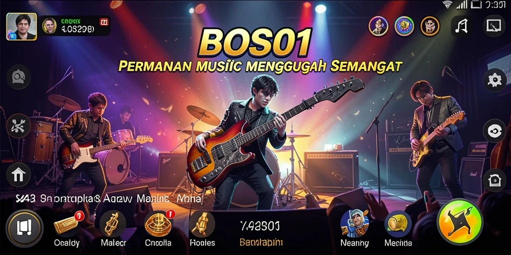 Tampilan gameplay BOS01 yang mengasyikkan dengan berbagai lagu.