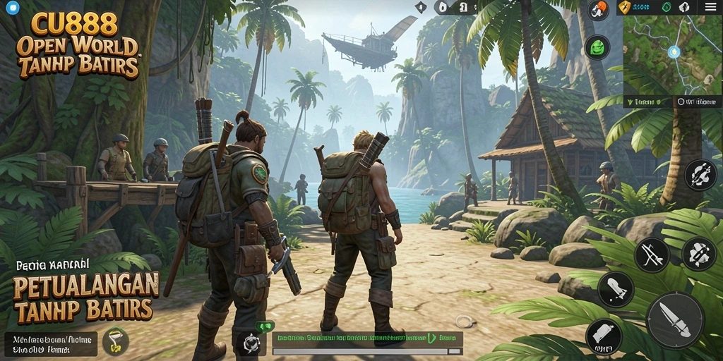 Screenshot gameplay menunjukkan dunia terbuka penuh petualangan.