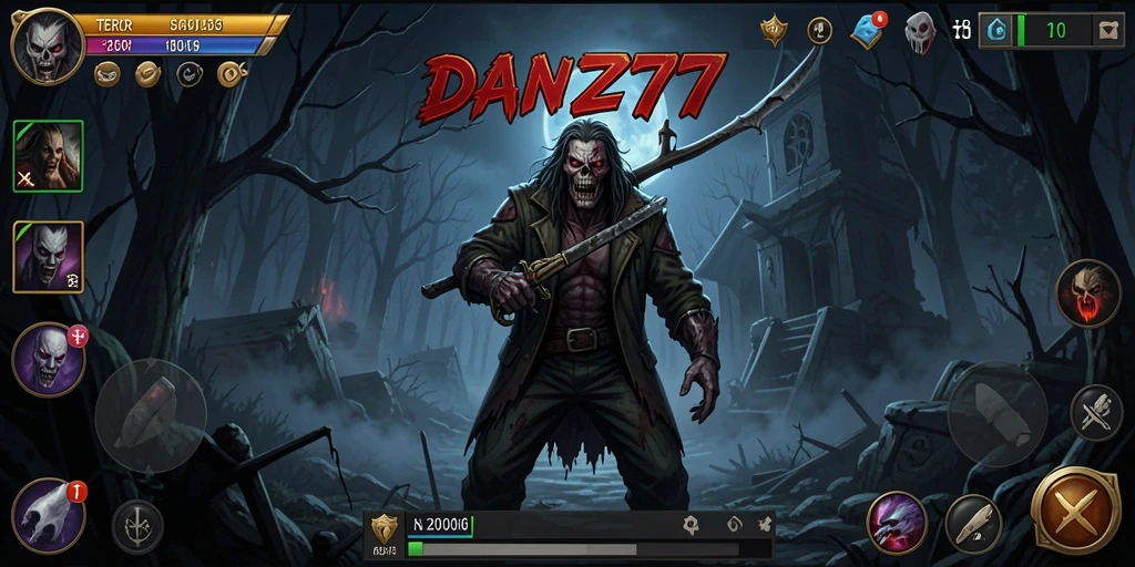 Tampilan menegangkan dari gameplay <strong>DAN777</strong> dengan suasana horror yang mencekam.