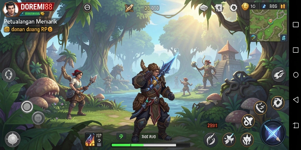 Tampilan screenshot DOREMI88 menampilkan aksi pertempuran seru dalam RPG.