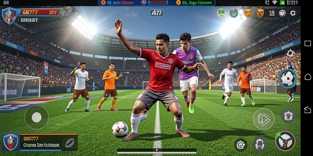Screenshot utama GB777 menunjukkan aksi seru di lapangan.