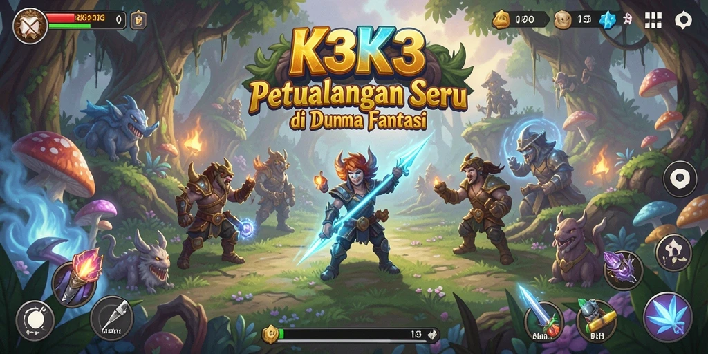 Screenshot K3K3 menampilkan aksi seru dalam pertempuran RPG.