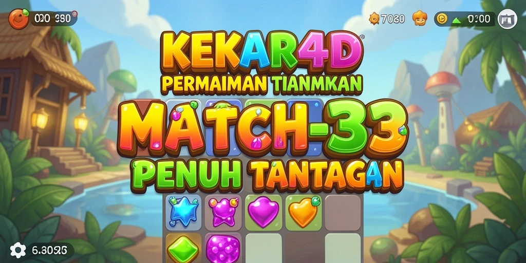 Tampilan gameplay menarik di KEKAR4D dengan kombinasi objek Match-3.