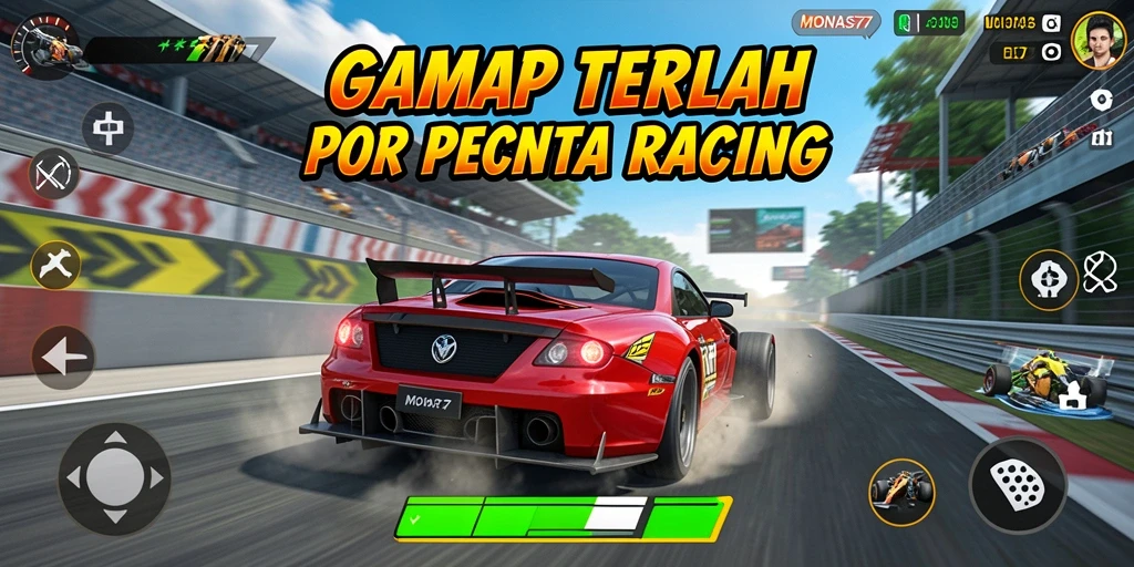 Gameplay MONAS77 yang seru dan penuh aksi balapan.