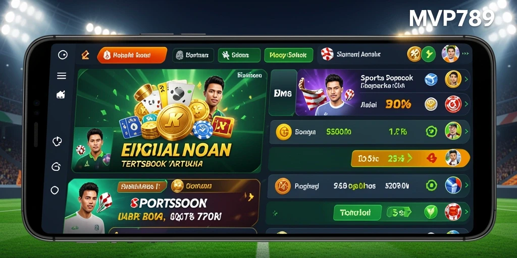 Screenshot MVP789 menampilkan antarmuka taruhan olahraga yang dinamis.