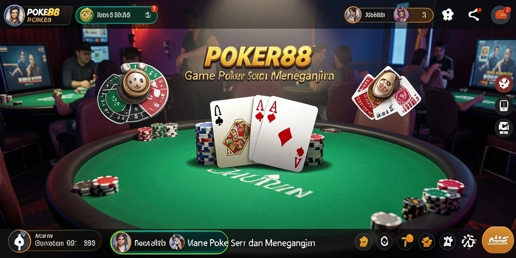 Tampilan gameplay POKER88 penuh aksi poker seru.