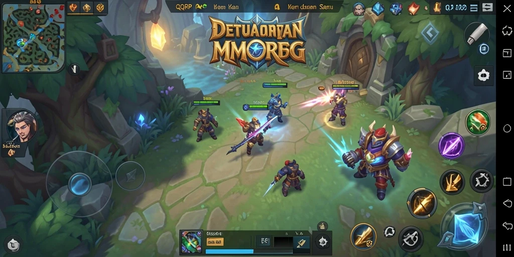 Screenshot gameplay QQRP menampilkan aksi menarik pertempuran dalam dunia MMORPG.