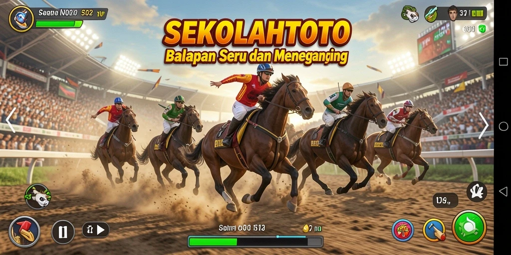 Tampilan gameplay balapan yang menegangkan di SEKOLAHTOTO.